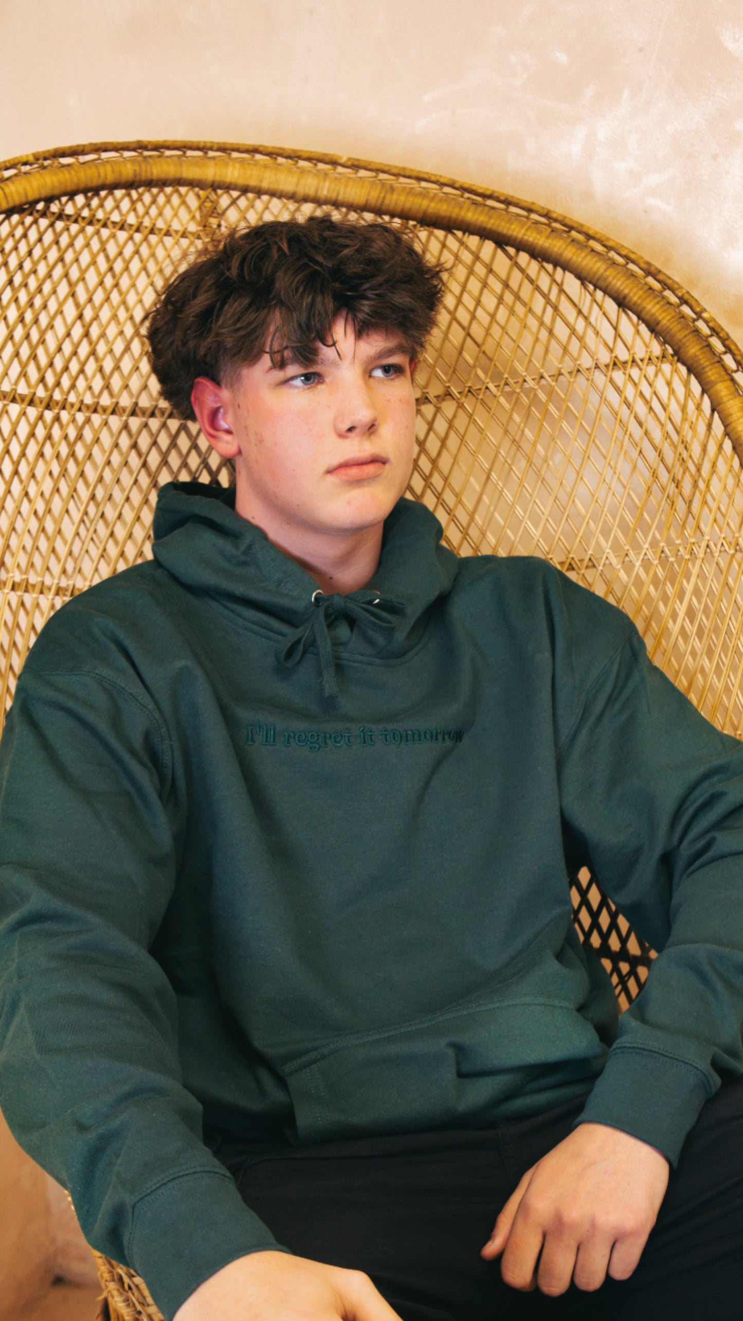 Hoodie "I'LL REGRET IT TOMORROW" VERT FORÊT